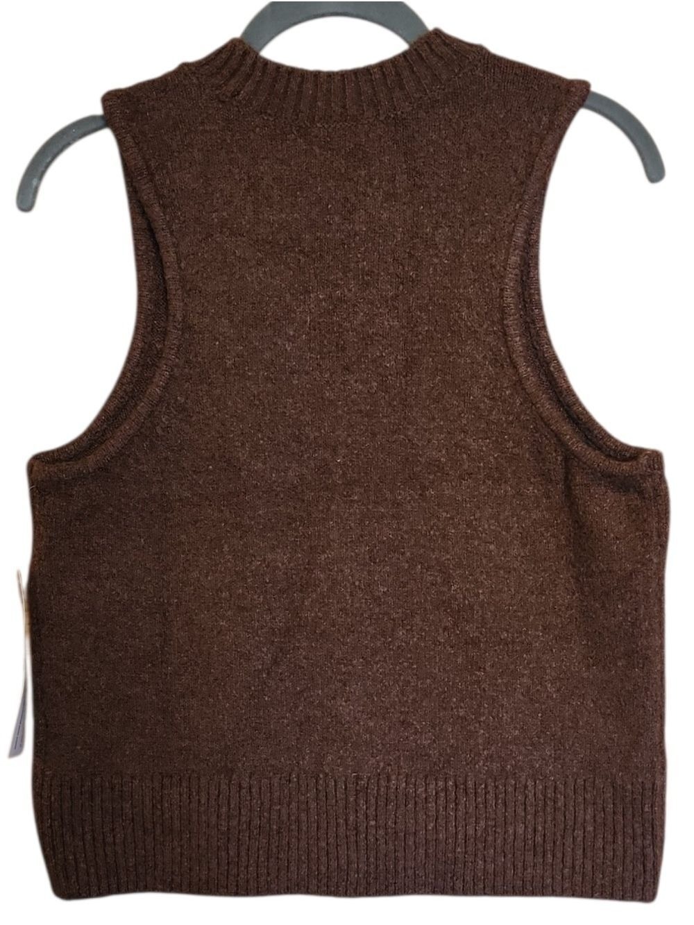 DAILY RITUAL BROWN SLEEVELES BOUCLE KNIT SWEATER VEST SMALL / MEDIUM NWT - Picture 4 of 9